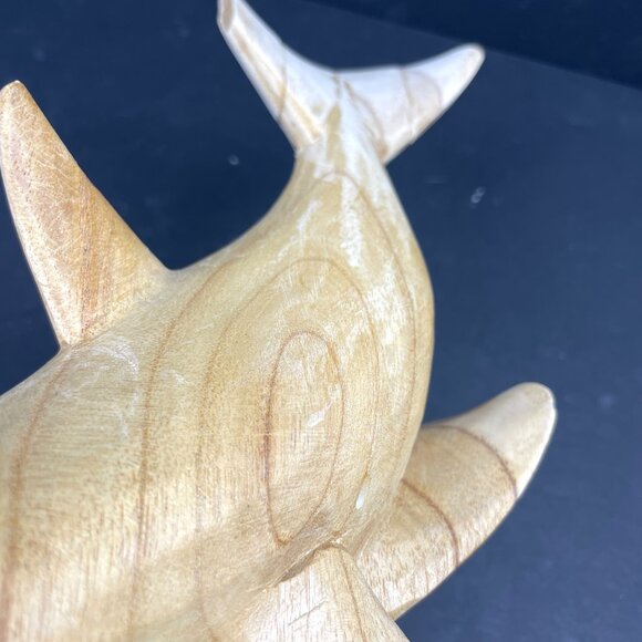 Wood Carved Dolphin Sculpture 18” Handcrafted – Natural Wood -Read Details - Picture 13 of 14